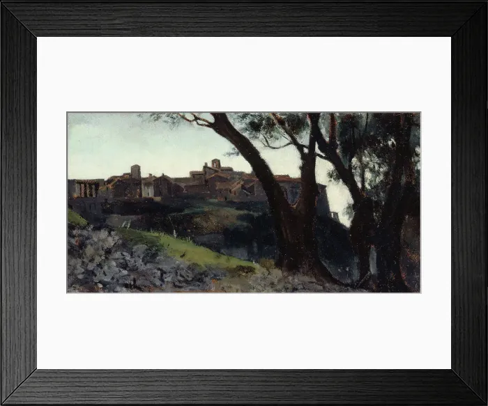 Framed Print : Paysage d'Italie. Village au crépuscule, c.1859 — 1860. Creator: Jean Jacques Henner Framed Print : Paysage d'Italie. Village au crépuscule, c.1859 — 1860. Creator: Jean Jacques Henner