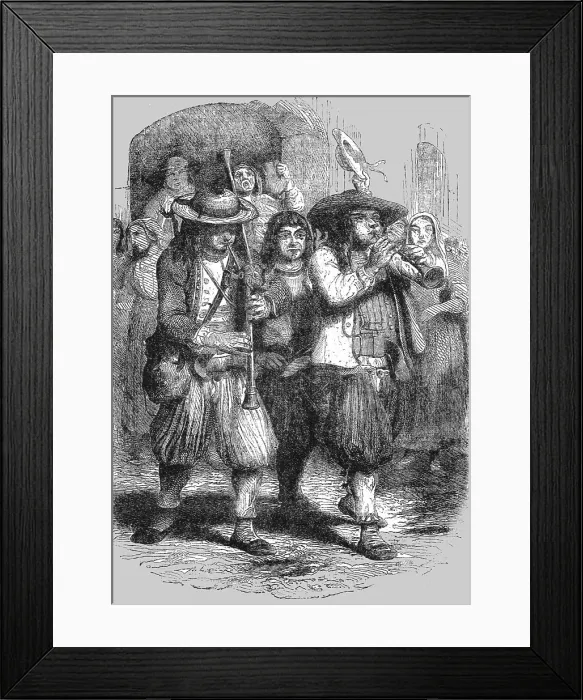 Framed Print : Christmas in Brittany: The Sonneurs, or Waits, 1854. Creator: Unknown Framed Print : Christmas in Brittany: The Sonneurs, or Waits, 1854. Creator: Unknown