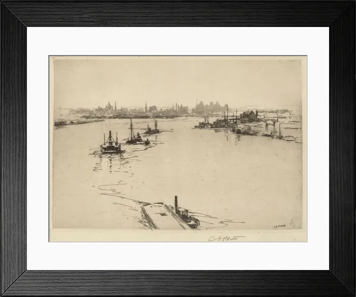 Framed Print : Williamsburg from the Bridge (Sketch), 1889. Creator: Charles A Platt Framed Print : Williamsburg from the Bridge (Sketch), 1889. Creator: Charles A Platt