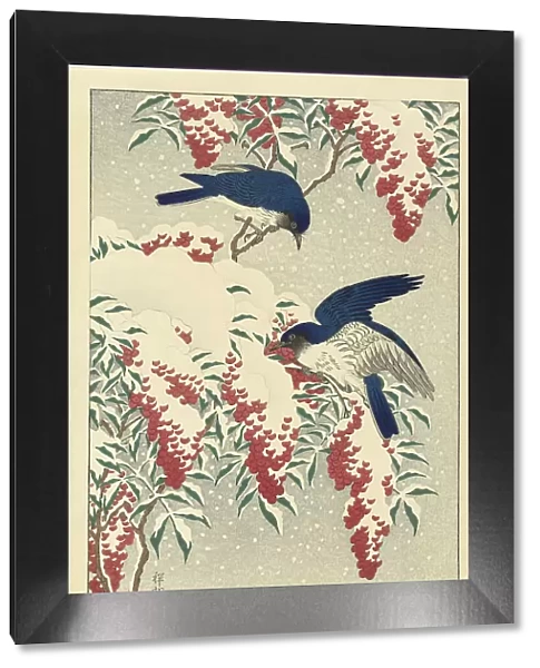 Flycatchers on the sacred bamboo, 1925-1936. Creator: Ohara, Koson (1877-1945)