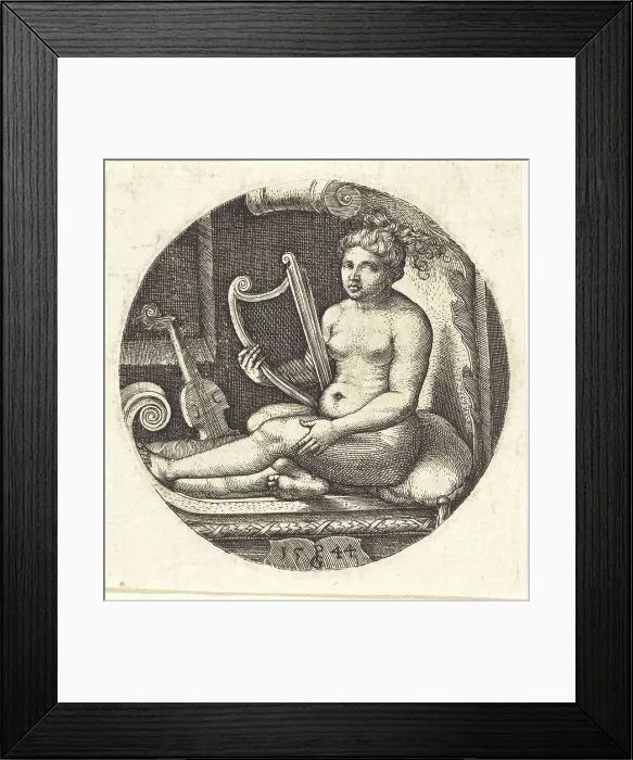 Framed Print : Woman with a Harp, 1544. Creator: Georg Pencz Framed Print : Woman with a Harp, 1544. Creator: Georg Pencz