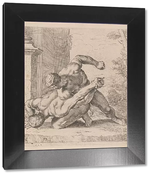 The Medici Wrestlers, side view, turned to left [plate 36], 1638. Creator: François Perrier