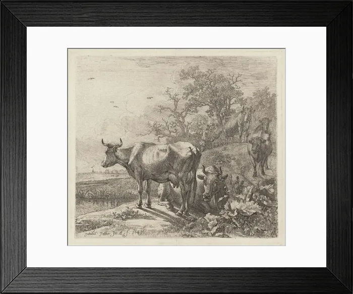 Framed Print : The Cowherd, 1643 (printed 1868?). Creator: Paulus Potter