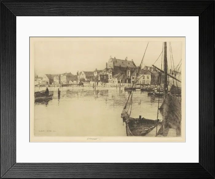 Framed Print : Dordrecht (Old Warehouse), 1885. Creator: Charles A Platt Framed Print : Dordrecht (Old Warehouse), 1885. Creator: Charles A Platt