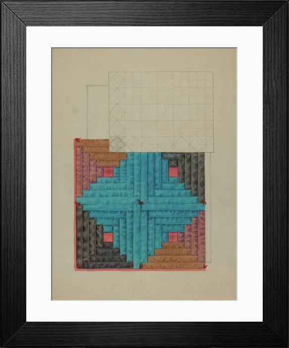 Framed Print : Log Cabin Quilt, c. 1936. Creator: Floyd R. Sharp Framed Print : Log Cabin Quilt, c. 1936. Creator: Floyd R. Sharp