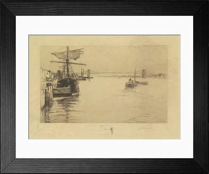 Framed Print : Brooklyn Bridge, 1888. Creator: Charles A Platt Framed Print : Brooklyn Bridge, 1888. Creator: Charles A Platt