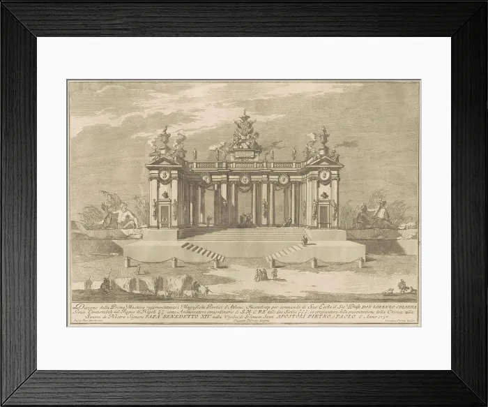 Framed Print : The Prima Macchina for the Chinea of 1757: The Colonnade of the Athenian Lyceum, 1757. Creator: Giuseppe Pozzi Framed Print : The Prima Macchina for the Chinea of 1757: The Colonnade of the Athenian Lyceum, 1757. Creator: Giuseppe Pozzi