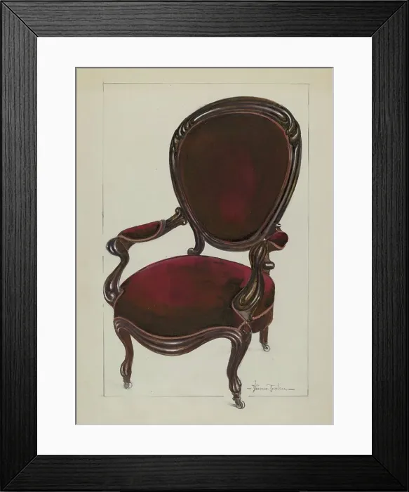 Framed Print : Queen Anne Chair, c. 1937. Creator: Florence Truelson Framed Print : Queen Anne Chair, c. 1937. Creator: Florence Truelson