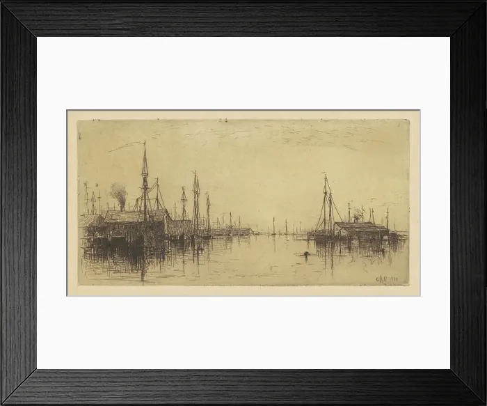Framed Print : Gloucester Harbor, 1880. Creator: Charles A Platt Framed Print : Gloucester Harbor, 1880. Creator: Charles A Platt