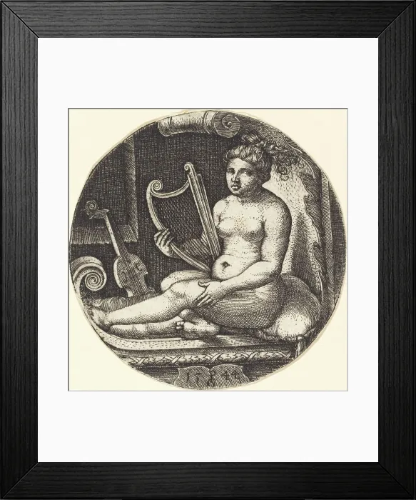 Framed Print : Woman with a Harp, 1544. Creator: Georg Pencz Framed Print : Woman with a Harp, 1544. Creator: Georg Pencz