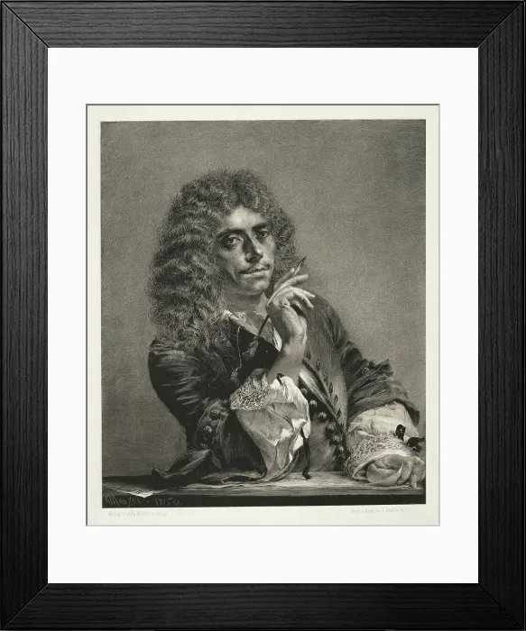 Framed Print : Portrait of the author Moliére (1622-1673), 1850. Creator: Menzel, Adolph Friedrich, von (1815-1905) Framed Print : Portrait of the author Moliére (1622-1673), 1850. Creator: Menzel, Adolph Friedrich, von (1815-1905)