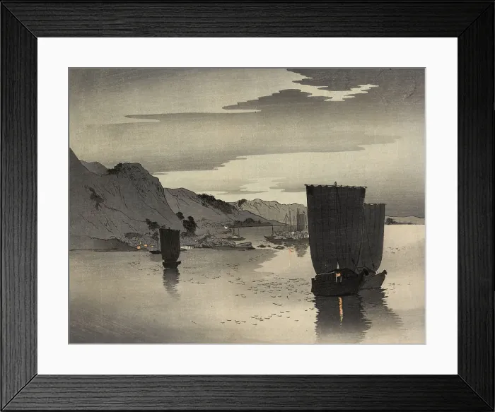 Framed Print : Ships anchored offshore, Between 1900 and 1915. Creator: Ohara, Koson (1877-1945) Framed Print : Ships anchored offshore, Between 1900 and 1915. Creator: Ohara, Koson (1877-1945)