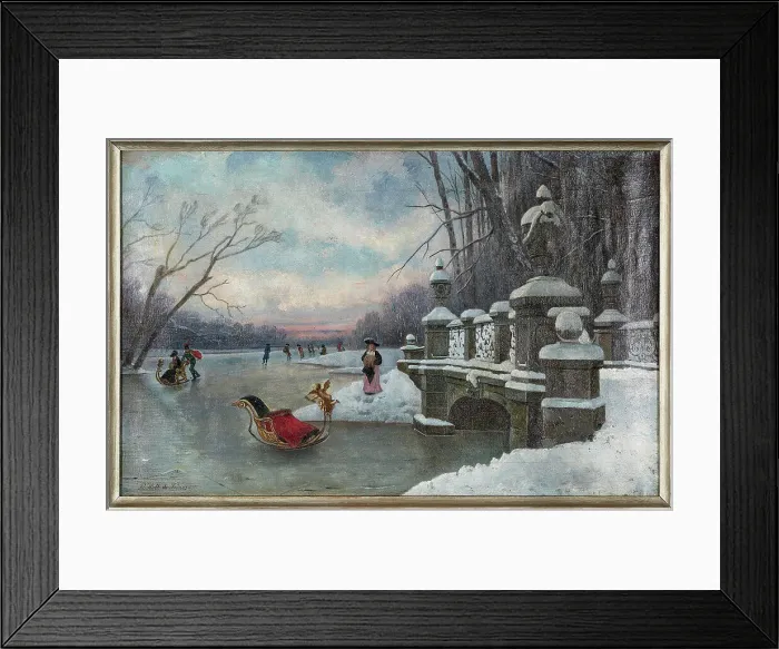 Framed Print : Ice Amusements at the Nymphenburg Palace Park. Creator: Hirth du Frênes, Rudolf (1846-1916) Framed Print : Ice Amusements at the Nymphenburg Palace Park. Creator: Hirth du Frênes, Rudolf (1846-1916)