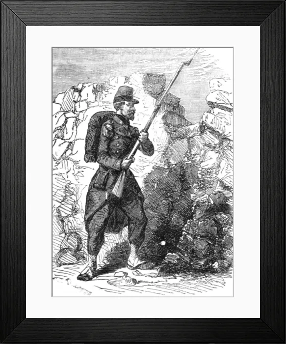 Framed Print : Sebastopol; A Sentinel in Ambush. 1854. Creator: Unknown Framed Print : Sebastopol; A Sentinel in Ambush. 1854. Creator: Unknown