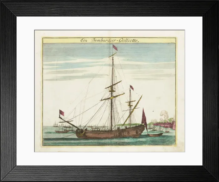 Framed Print : A bomb vessel, um 1700. Creator: Weigel, Christoph, the Elder (1654-1725) Framed Print : A bomb vessel, um 1700. Creator: Weigel, Christoph, the Elder (1654-1725)