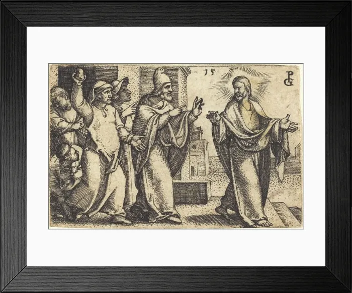 Framed Print : The Pharisees Wish to Stone Christ. Creator: Georg Pencz Framed Print : The Pharisees Wish to Stone Christ. Creator: Georg Pencz
