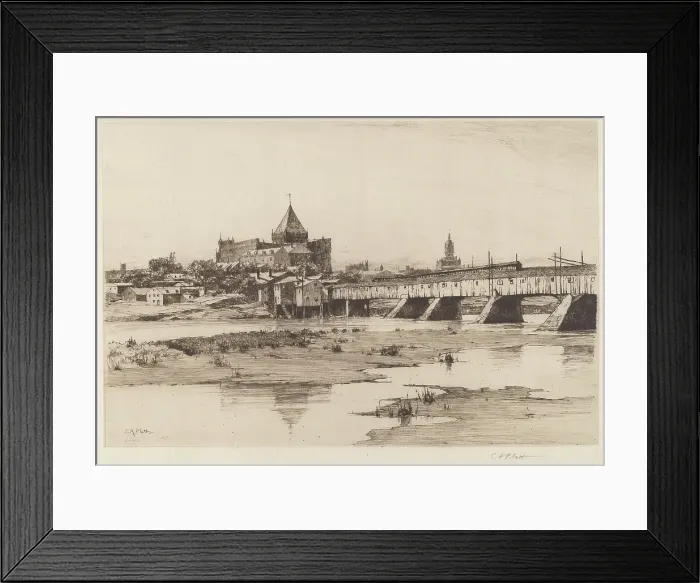 Framed Print : Hartford Bridge, 1885. Creator: Charles A Platt Framed Print : Hartford Bridge, 1885. Creator: Charles A Platt