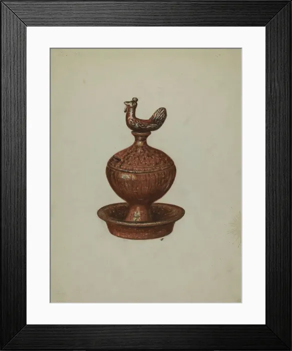 Framed Print : Pa. German Child's Bank, c. 1939. Creator: Luther D. Wenrich Framed Print : Pa. German Child's Bank, c. 1939. Creator: Luther D. Wenrich