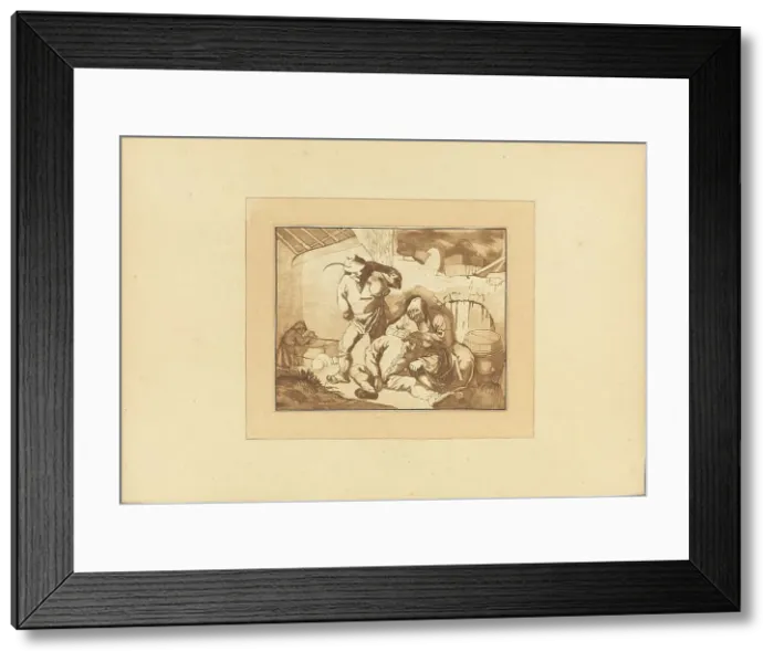 Framed Print : Peasant Scene, published 1782. Creator: Maria Catharina Prestel Framed Print : Peasant Scene, published 1782. Creator: Maria Catharina Prestel