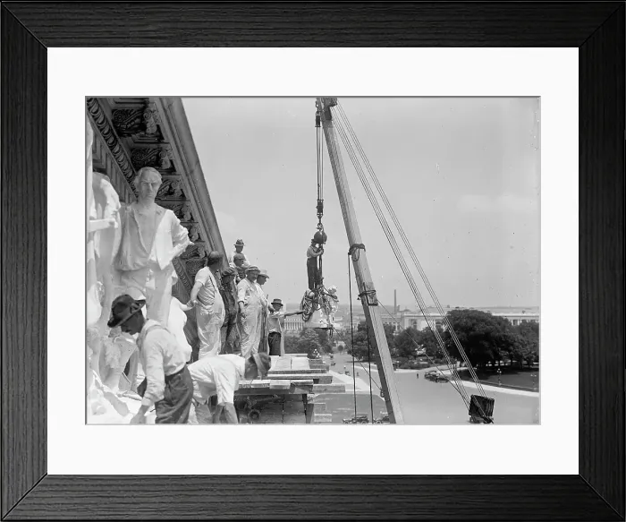 Framed Print : U.S. Capitol - Pediment On House Front; Sculpture By Paul Bartlett, 1916. Creator: Harris & Ewing. U.S. Capitol - Pediment On House Front; Sculpture By Paul Bartlett, 1916. Creator: Harris & Ewing Framed Print : U.S. Capitol - Pediment On House Front; Sculpture By Paul Bartlett, 1916. Creator: Harris & Ewing. U.S. Capitol - Pediment On House Front; Sculpture By Paul Bartlett, 1916. Creator: Harris & Ewing