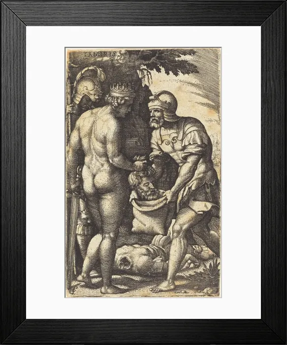 Framed Print : Tomyris with the Head of Cyrus. Creator: Georg Pencz Framed Print : Tomyris with the Head of Cyrus. Creator: Georg Pencz