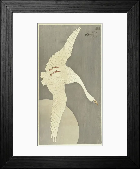 Framed Print : Goose at full moon, 1900-1910. Creator: Ohara, Koson (1877-1945) Framed Print : Goose at full moon, 1900-1910. Creator: Ohara, Koson (1877-1945)