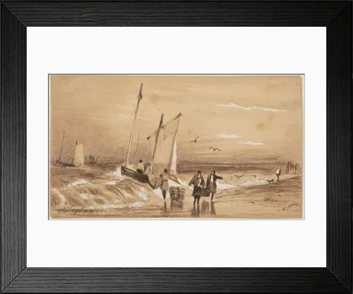 Framed Print : Sea-coast with Fishermen, 1843. Creator: Aivazovsky, Ivan Konstantinovich (1817-1900) Framed Print : Sea-coast with Fishermen, 1843. Creator: Aivazovsky, Ivan Konstantinovich (1817-1900)
