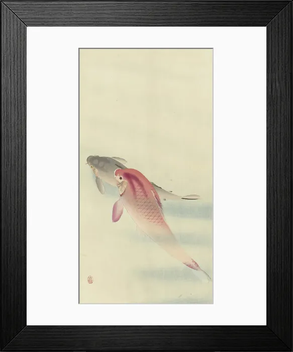 Framed Print : Two carp. Creator: Ohara, Koson (1877-1945) Framed Print : Two carp. Creator: Ohara, Koson (1877-1945)