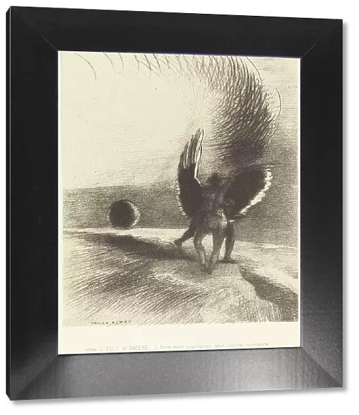 Sous l'aile d'ombre, l'etre noir appliquait une active morsure (Beneath the wing of shadow...), 1891 Creator: Odilon Redon