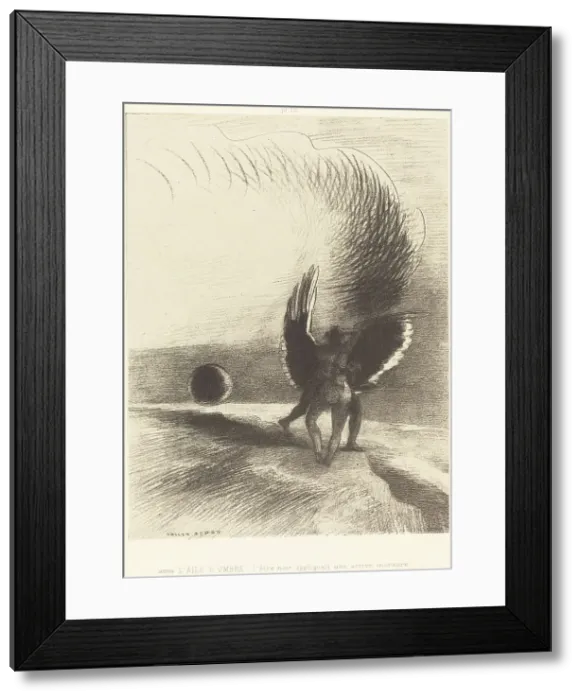 Framed Print : Sous l'aile d'ombre, l'etre noir appliquait une active morsure (Beneath the wing of shadow...), 1891 Creator: Odilon Redon Framed Print : Sous l'aile d'ombre, l'etre noir appliquait une active morsure (Beneath the wing of shadow...), 1891 Creator: Odilon Redon