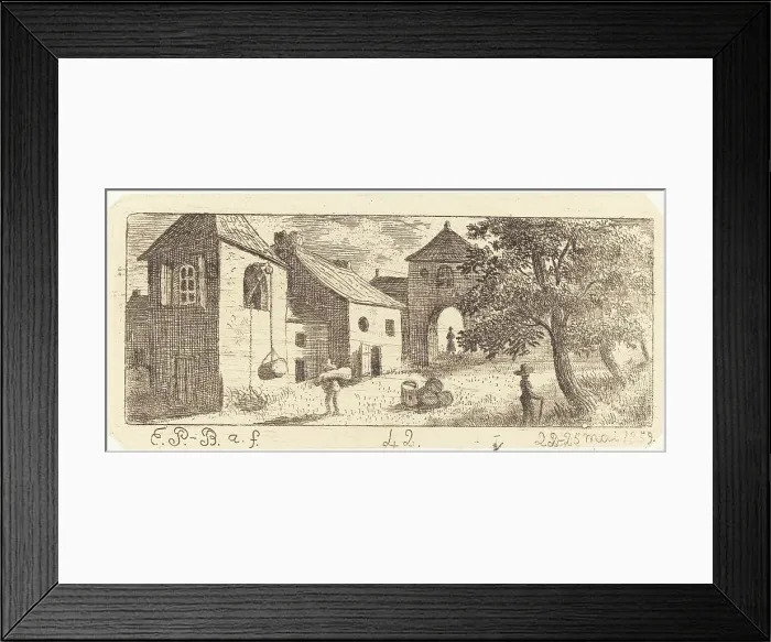 Framed Print : The Farmyard, 1859. Creator: Emmanuel Phélippes-Beaulieu Framed Print : The Farmyard, 1859. Creator: Emmanuel Phélippes-Beaulieu