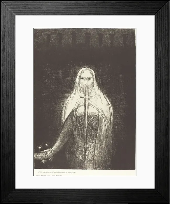 Framed Print : Et il avait dans sa main droit sept etoiles, et de sa bouch sortait une epee aigue... 1899. Creator: Odilon Redon