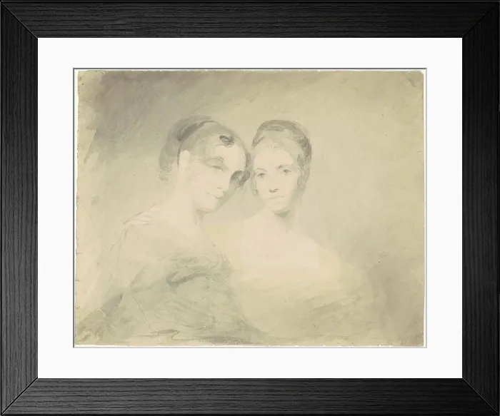 Framed Print : Two Women [recto], c. 1830-1850. Creator: Seth Wells Cheney