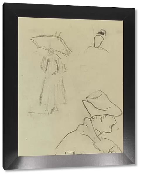 A Person Holding an Umbrella and a Seated Man with a Hat and a Glass [verso], 1884-1888. Creator: Paul Gauguin