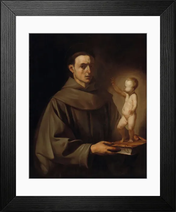 Framed Print : Saint Anthony of Padua with the Infant Jesus, ca 1612-1615. Creator: Ribera, José, de (1591-1652) Framed Print : Saint Anthony of Padua with the Infant Jesus, ca 1612-1615. Creator: Ribera, José, de (1591-1652)