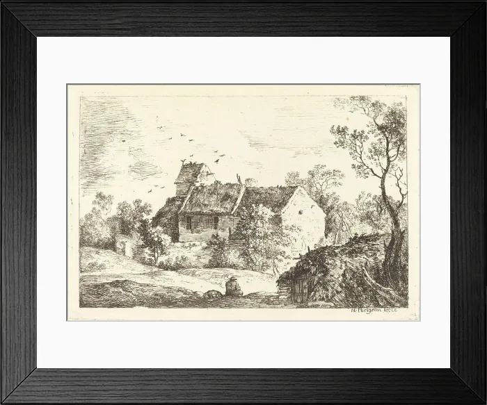 Framed Print : House with a Dovecote in a Rolling Landscape, c. 1770. Creator: Nicolas Perignon Framed Print : House with a Dovecote in a Rolling Landscape, c. 1770. Creator: Nicolas Perignon