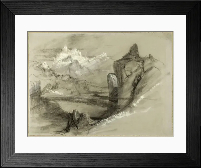 Framed Print : Mountain Landscape, 1834 / 73. Creator: John Ruskin Framed Print : Mountain Landscape, 1834 / 73. Creator: John Ruskin