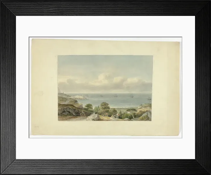 Framed Print : Mediterranean Seascape with Port, n.d. Creator: Nicholas Pocock Framed Print : Mediterranean Seascape with Port, n.d. Creator: Nicholas Pocock