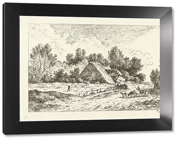 A Low Cottage with a Herdsman Leading His Flock, 1771. Creator: Nicolas Perignon
