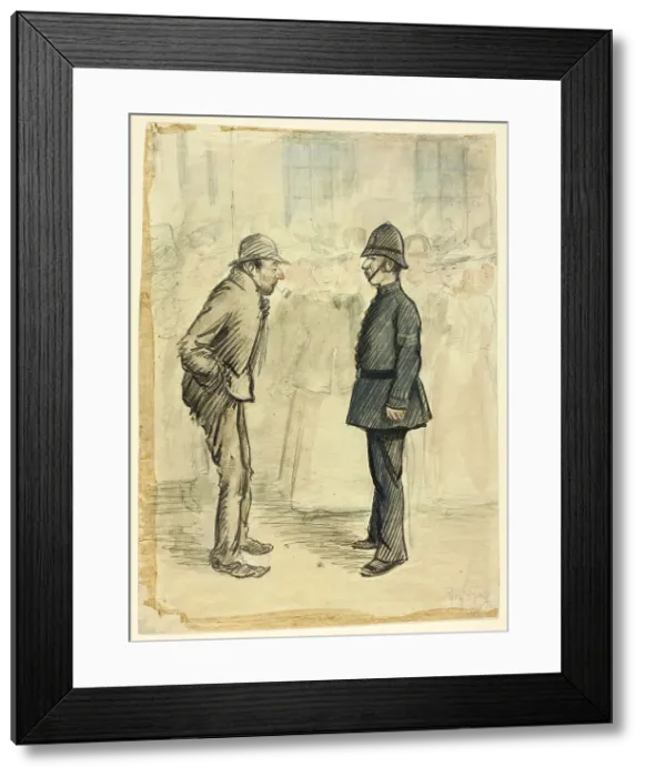 Framed Print : Policeman and Tramp, 1898. Creator: Philip William May