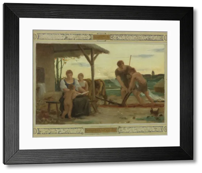 Framed Print : Esquisse pour la mairie du 2ème arrondissement : Education. Mariage. Patrie, 1880. Creator: Edouard Michel Lancon