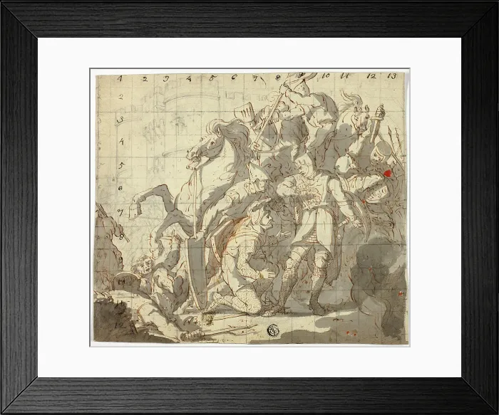 Framed Print : Fighting Knights Before Castle, c. 1800. Creator: Robert Ker Porter Framed Print : Fighting Knights Before Castle, c. 1800. Creator: Robert Ker Porter