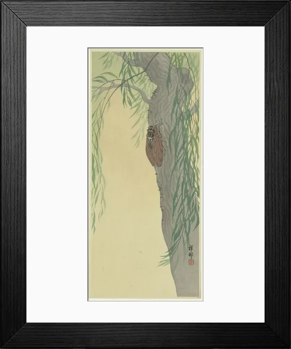 Framed Print : Cicada on tree. Creator: Ohara, Koson (1877-1945) Framed Print : Cicada on tree. Creator: Ohara, Koson (1877-1945)