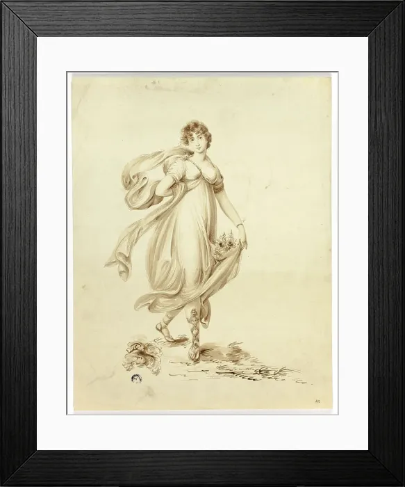 Framed Print : Young Woman Bearing Flowers, 1812. Creator: Samuel Lane Framed Print : Young Woman Bearing Flowers, 1812. Creator: Samuel Lane