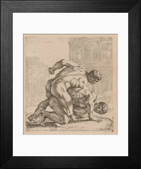 Framed Print : The Medici Wrestlers, side view, turned to right [plate 35], 1638. Creator: François Perrier
