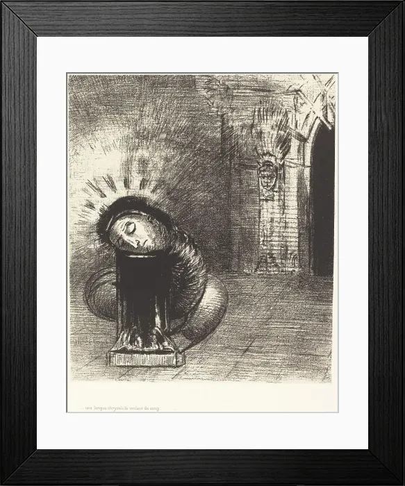 Framed Print : Une longue chrysalide couleur de sang (A longchrysalis, the color of blood), 1889. Creator: Odilon Redon Framed Print : Une longue chrysalide couleur de sang (A longchrysalis, the color of blood), 1889. Creator: Odilon Redon