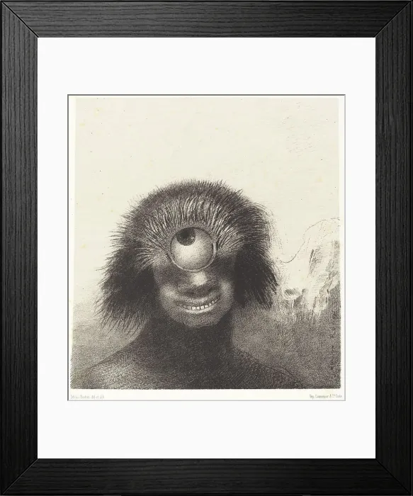 Framed Print : Le Polype difforme flottait sur les rivages, sorte de cyclope souriant et hideux... 1883. Creator: Odilon Redon Framed Print : Le Polype difforme flottait sur les rivages, sorte de cyclope souriant et hideux... 1883. Creator: Odilon Redon
