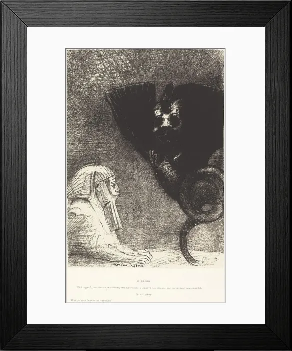 Framed Print : Le Sphynx...mon regard que rien ne peut devier, demeure tendu a travers les choses... 1889. Creator: Odilon Redon Framed Print : Le Sphynx...mon regard que rien ne peut devier, demeure tendu a travers les choses... 1889. Creator: Odilon Redon