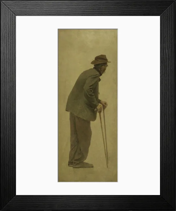Framed Print : La Bouchée de pain : vieil homme s'appuyant sur des cannes, c.1904. Creator: Fernand Pelez Framed Print : La Bouchée de pain : vieil homme s'appuyant sur des cannes, c.1904. Creator: Fernand Pelez