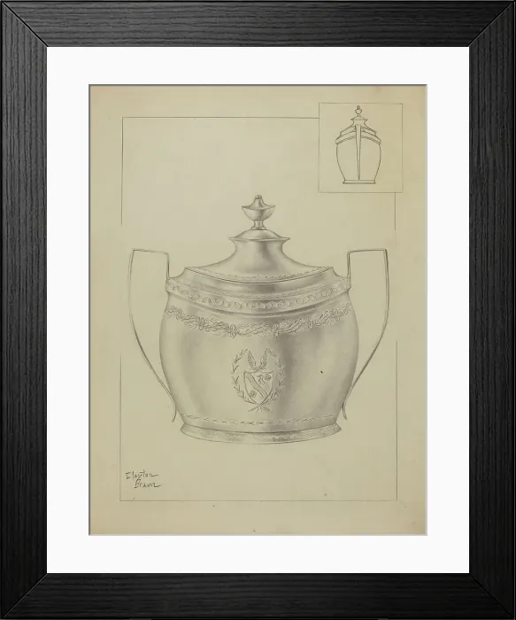 Framed Print : Silver Sugar Bowl, c. 1936. Creator: Clayton Braun Framed Print : Silver Sugar Bowl, c. 1936. Creator: Clayton Braun